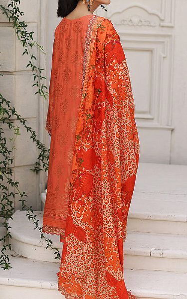 Charizma Safety Orange Jacquard Suit | Pakistani Winter Dresses- Image 2