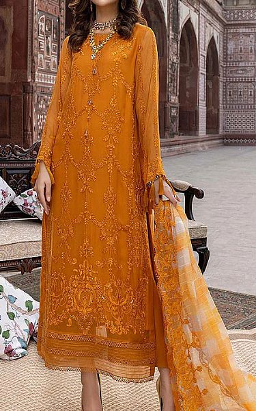 Tangerine Orange Chiffon Suit | Charizma Pakistani Chiffon Dresses