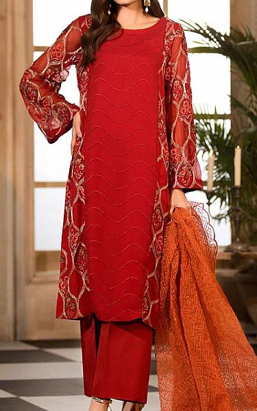 Charizma Red Chiffon Suit | Pakistani Dresses in USA- Image 1