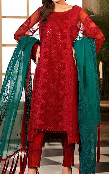 Charizma Red Chiffon Suit | Pakistani Dresses in USA- Image 1