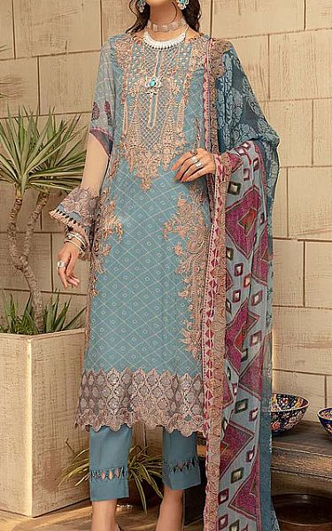 Light Blue Chiffon Suit | Charizma Pakistani Chiffon Dresses