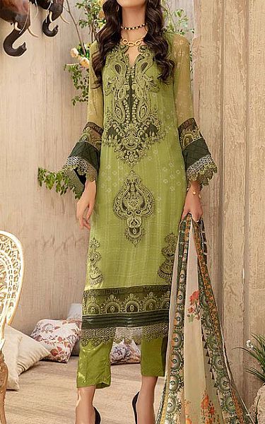 Apple Green Chiffon Suit | Charizma Pakistani Chiffon Dresses