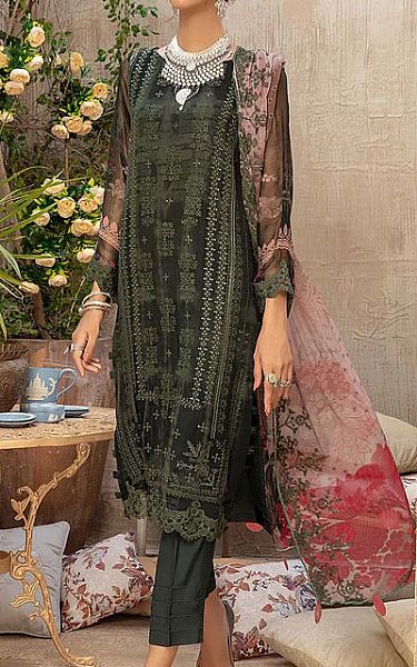 Reseda Green Chiffon Suit | Charizma Pakistani Chiffon Dresses