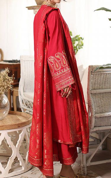 Charizma Red Jacquard Suit | Pakistani Winter Dresses- Image 2