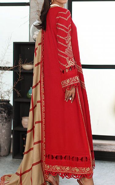 Charizma Red Leather Suit | Pakistani Winter Dresses- Image 2