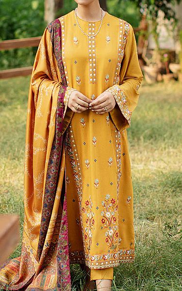 Cross Stitch Golden Yellow Cotton Suit | Pakistani Dresses in USA- Image 1