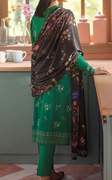 Cross Stitch Emerald Green Cotton Suit | Pakistani Winter Dresses- Image 2