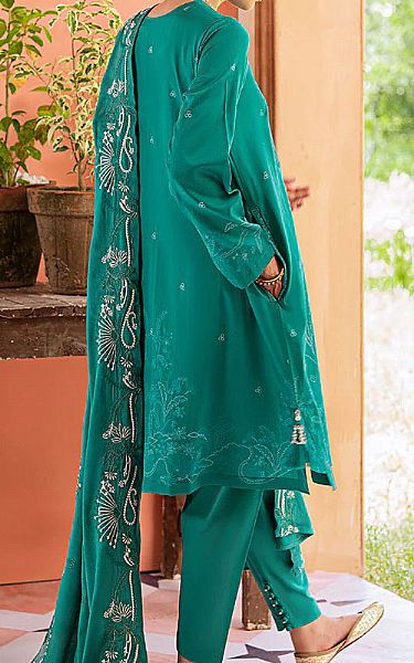 Cross Stitch Sea Green Cotton Suit | Pakistani Winter Dresses- Image 2