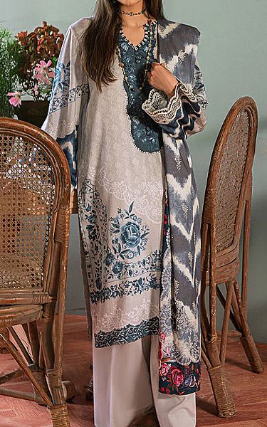 Cross Stitch Ivory Cotton Suit | Pakistani Winter Dresses- Image 1