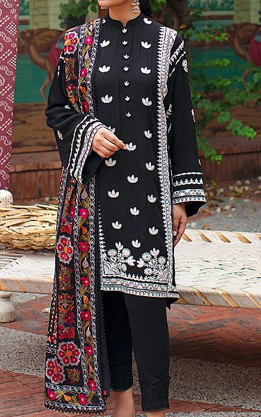 Cross Stitch Black Linen Suit | Pakistani Winter Dresses- Image 1
