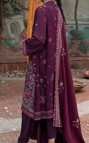 Cross Stitch Egg Plant Linen Suit | Pakistani Winter Dresses- Image 2