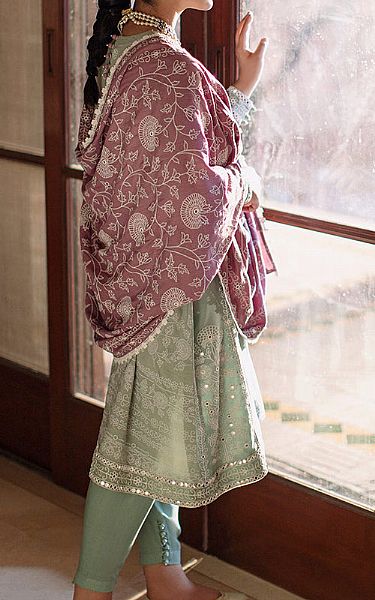 Cross Stitch Light Pistachio Linen Suit | Pakistani Winter Dresses- Image 2