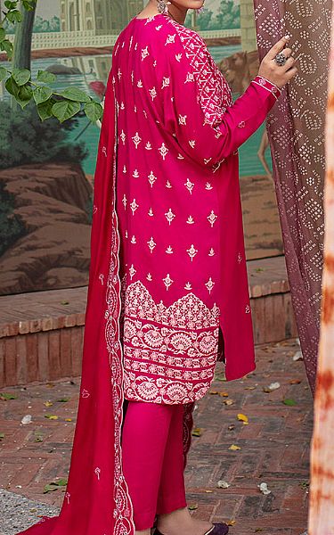 Cross Stitch Hot Pink Linen Suit | Pakistani Winter Dresses- Image 2