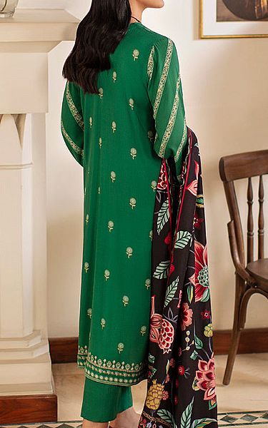 Cross Stitch Forest Green Linen Suit | Pakistani Winter Dresses- Image 2