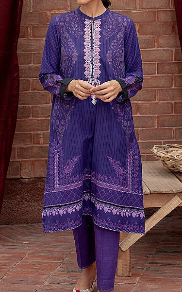 Cross Stitch Indigo Khaddar Suit (2 Pcs) | Pakistani Winter Dresses- Image 1