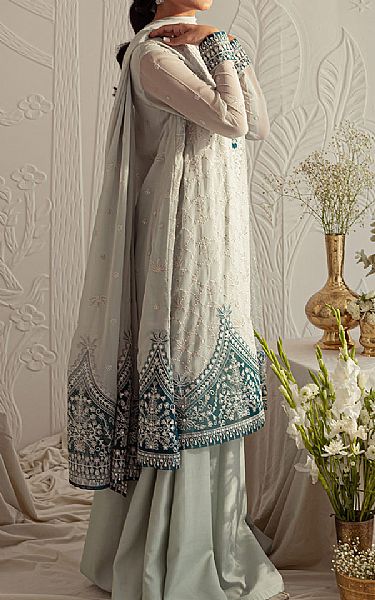 Cross Stitch Light Turquoise Chiffon Suit | Pakistani Embroidered Chiffon Dresses- Image 2