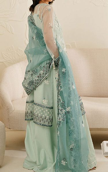 Cross Stitch Light Turquoise Organza Suit | Pakistani Embroidered Chiffon Dresses- Image 2