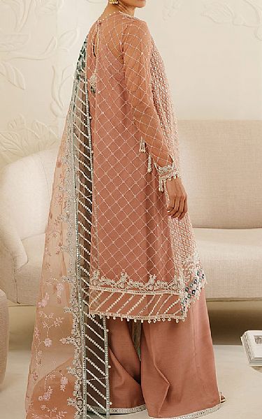 Cross Stitch Peach Organza Suit | Pakistani Embroidered Chiffon Dresses USA- Image 2