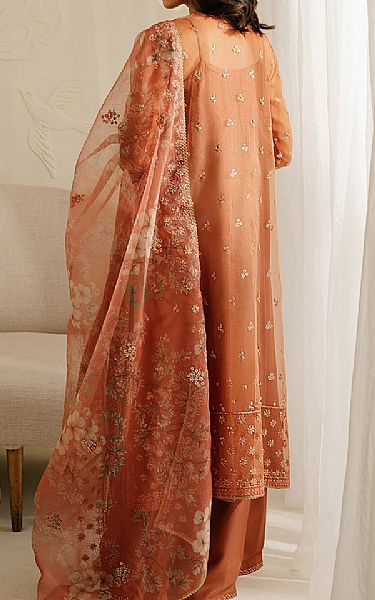 Cross Stitch Rust Organza Suit | Pakistani Embroidered Chiffon Dresses- Image 2