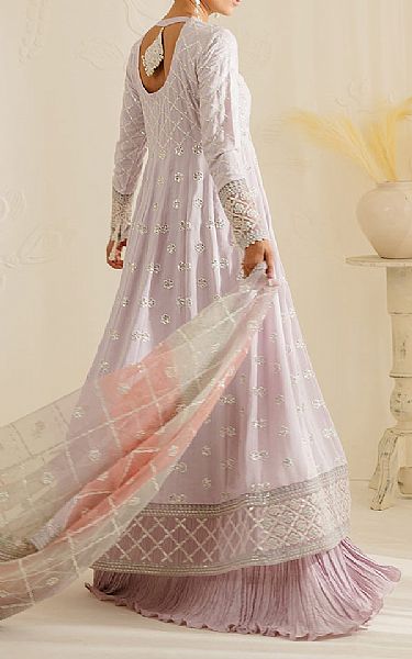 Cross Stitch Lilac Silk Suit | Pakistani Embroidered Chiffon Dresses- Image 2