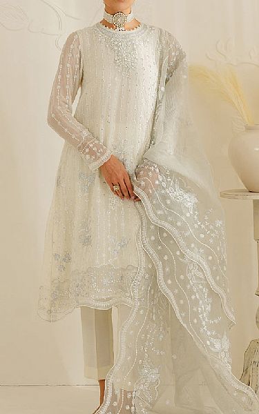 Cross Stitch Off-white Chiffon Suit | Pakistani Embroidered Chiffon Dresses- Image 1