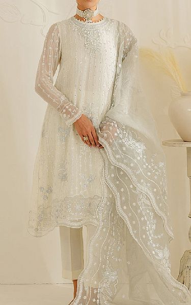 Cross Stitch Off-white Chiffon Suit | Pakistani Embroidered Chiffon Dresses- Image 1