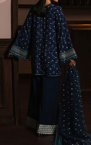 Cross Stitch Navy Blue Silk Suit | Pakistani Embroidered Chiffon Dresses USA- Image 2