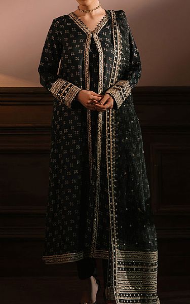 Cross Stitch Black Silk Suit | Pakistani Embroidered Chiffon Dresses USA- Image 1