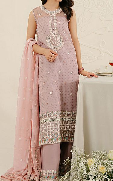 Cross Stitch Rose Pink Organza Suit | Pakistani Embroidered Chiffon Dresses USA- Image 1