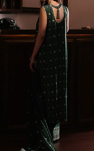 Cross Stitch Green Silk Suit | Pakistani Embroidered Chiffon Dresses USA- Image 2