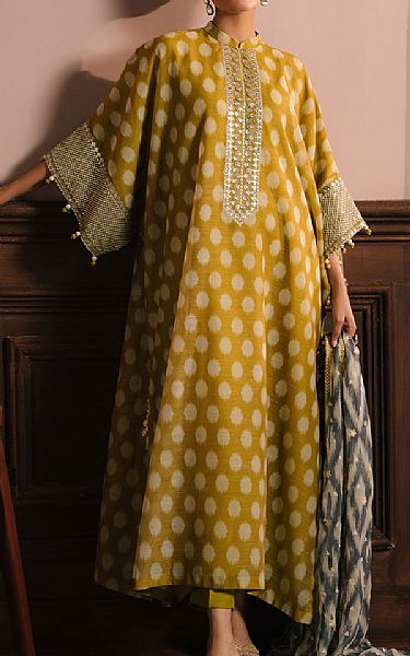 Cross Stitch Olive Net Suit | Pakistani Embroidered Chiffon Dresses USA- Image 1