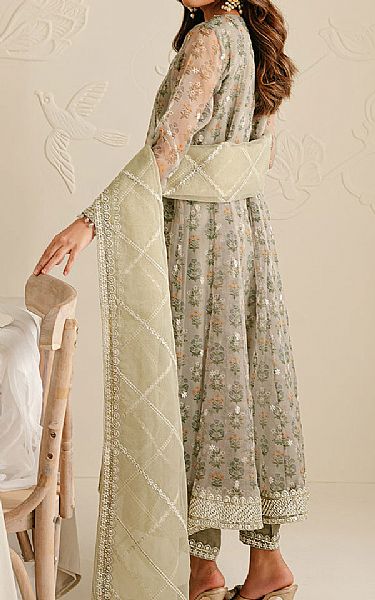 Cross Stitch Grey/Green Organza Suit | Pakistani Embroidered Chiffon Dresses USA- Image 2