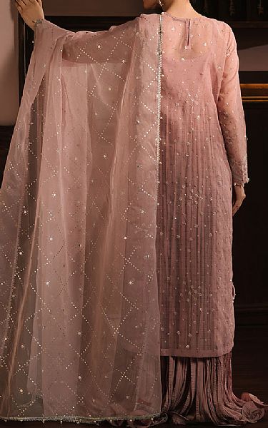 Cross Stitch Rose Pink Net Suit | Pakistani Embroidered Chiffon Dresses USA- Image 2