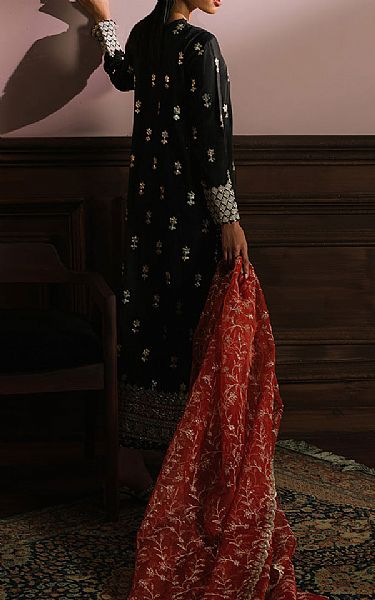 Cross Stitch Black Silk Suit | Pakistani Embroidered Chiffon Dresses USA- Image 2