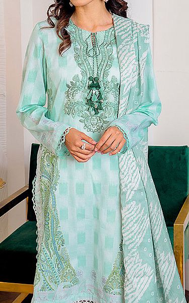 Cross stitch Cyan Cambric Suit | Pakistani Dresses in USA- Image 2