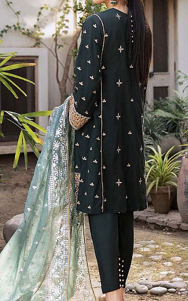 Cross Stitch Charcoal Silk Suit | Pakistani Dresses in USA- Image 2