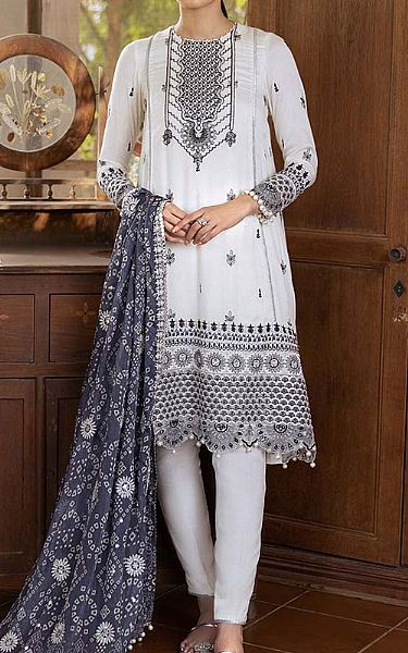 Cross Stitch White Net Suit | Pakistani Dresses in USA- Image 1