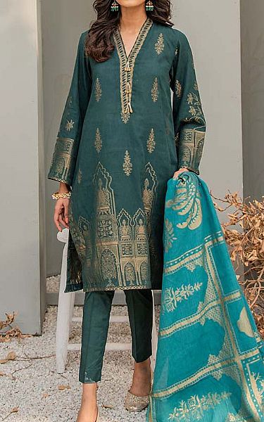 Cross Stitch Teal Jacquard Suit | Pakistani Dresses in USA- Image 1
