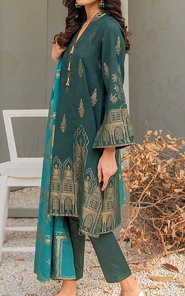 Cross Stitch Teal Jacquard Suit | Pakistani Dresses in USA- Image 2