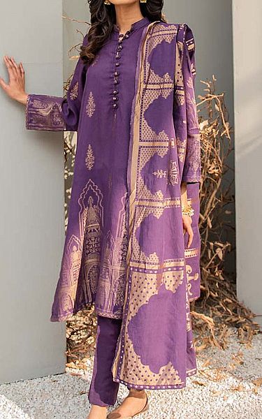 Cross Stitch Purple Jacquard Suit | Pakistani Dresses in USA- Image 1
