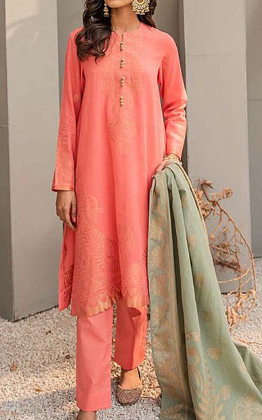 Cross Stitch Coral Jacquard Suit | Pakistani Dresses in USA- Image 1
