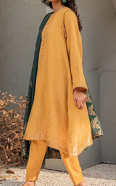 Cross Stitch Sand Gold Jacquard Suit | Pakistani Dresses in USA- Image 1