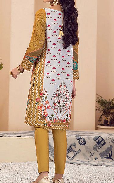 Cross Stitch White/Lion Brown Lawn Kurti | Pakistani Dresses in USA- Image 2