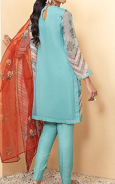 Cross Stitch Light Turquoise Organza Suit | Pakistani Dresses in USA- Image 2