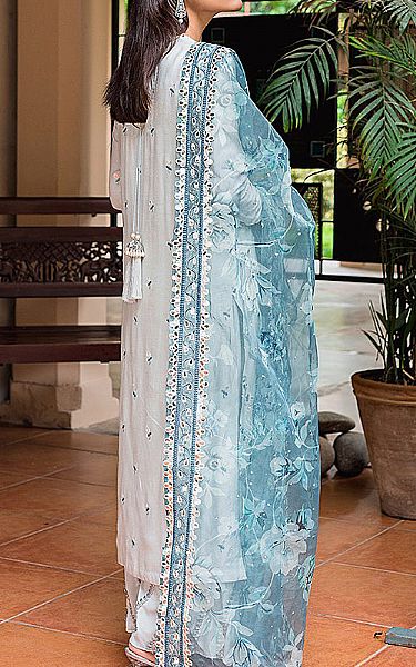 Cross Stitch White/Baby Blue Net Suit | Pakistani Dresses in USA- Image 2