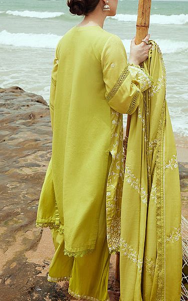 Cross Stitch Lime Green Cotton Suit | Pakistani Winter Dresses- Image 2