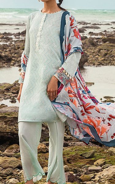 Cross Stitch Light Turquoise Cotton Suit | Pakistani Winter Dresses- Image 1