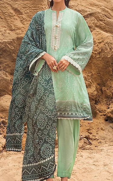 Cross Stitch Mint Green Cotton Suit | Pakistani Winter Dresses- Image 1