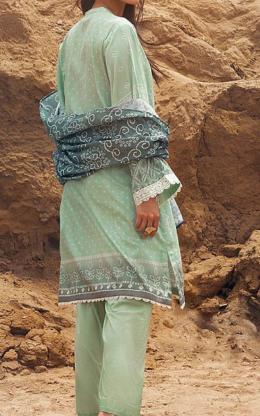 Cross Stitch Mint Green Cotton Suit | Pakistani Winter Dresses- Image 2