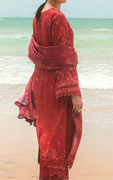 Cross Stitch Auburn Red Cotton Suit | Pakistani Winter Dresses- Image 2